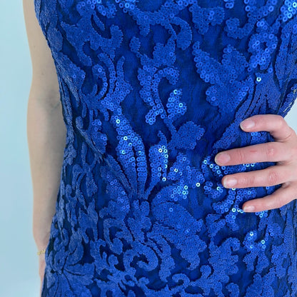 LUISA SPAGNOLI Abito tubino blu con paillettes