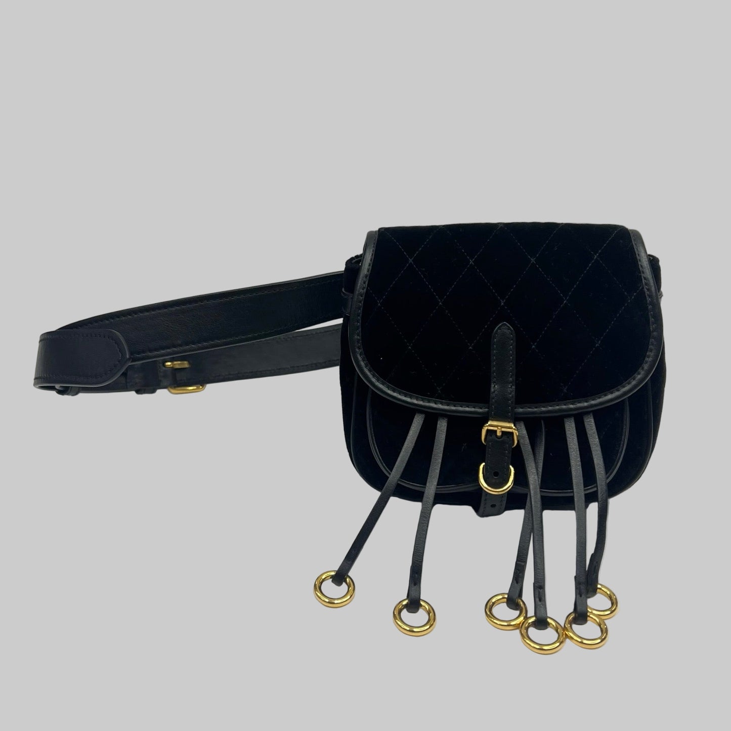 PRADA Borsa marsupio in velluto rasato matelassè nero