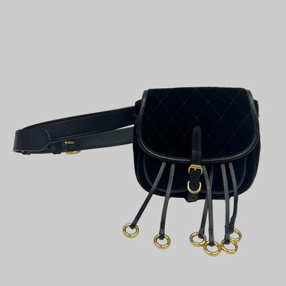 PRADA Borsa marsupio in velluto rasato matelassè nero
