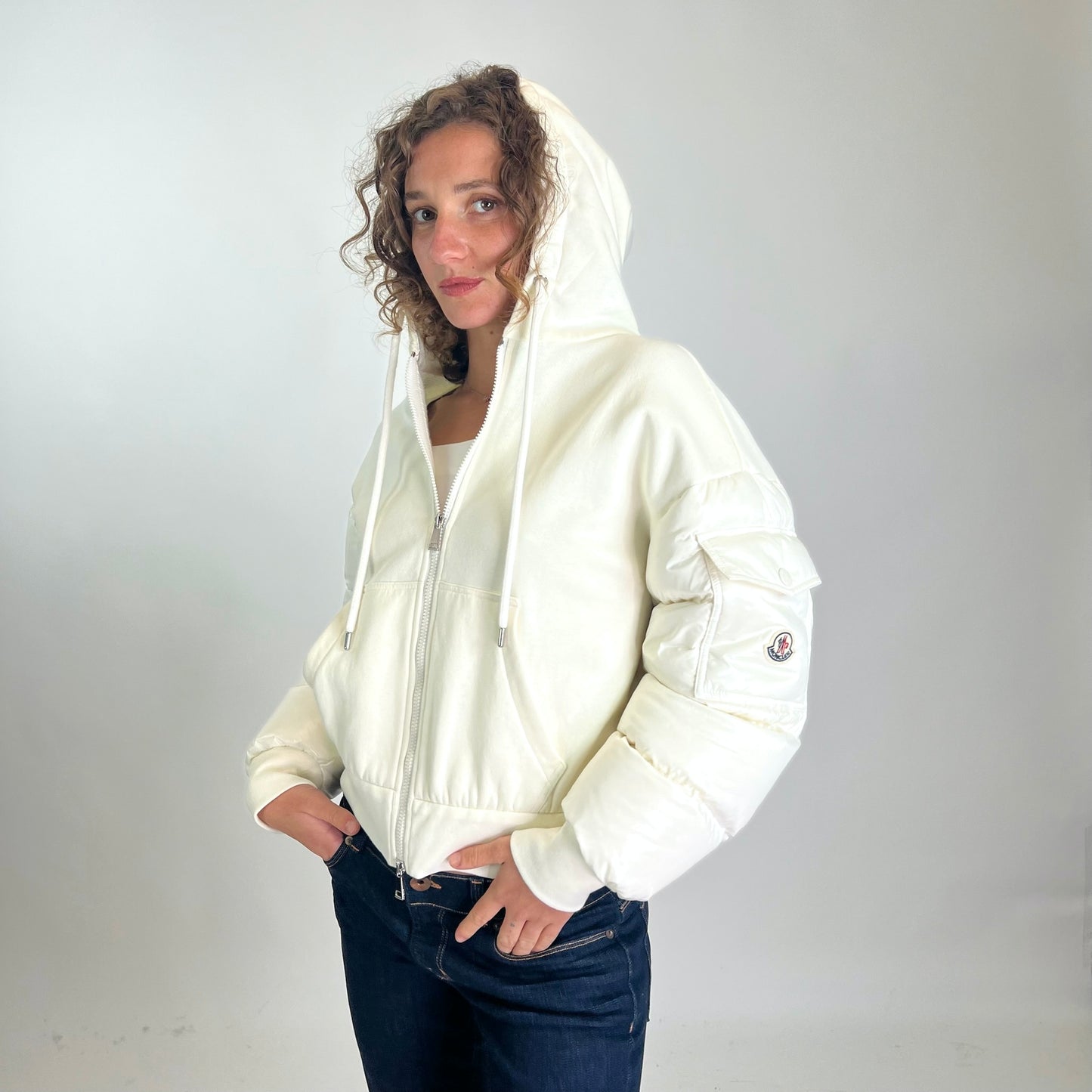 MONCLER Giacca felpa bianca