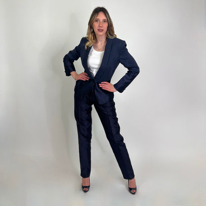 GIORGIO ARMANI Tailleur blu con parti in seta