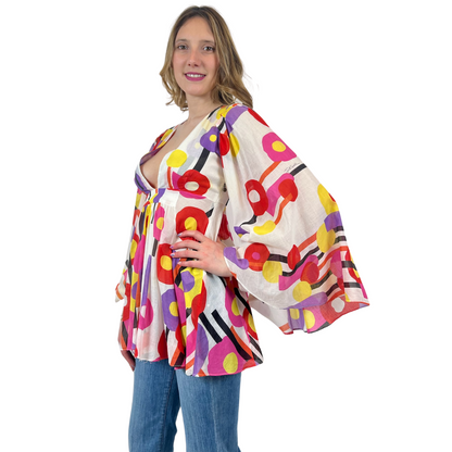 JUST CAVALLI Casacca in voile di cotone fondo bianco