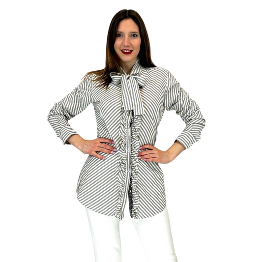 AGLINI Camicia rigata grigia