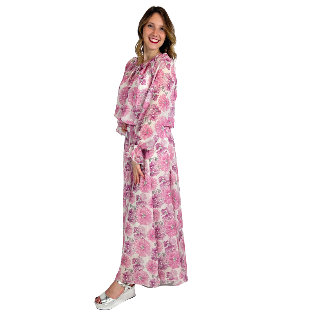 NOLITA Abito lungo fiorato rosa