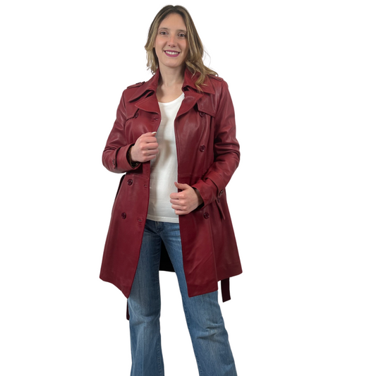 CUOIERIA FIORENTINA Trench in pelle bordeaux