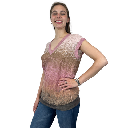 MISSONI casacca in maglia traforata e sfumata rosa
