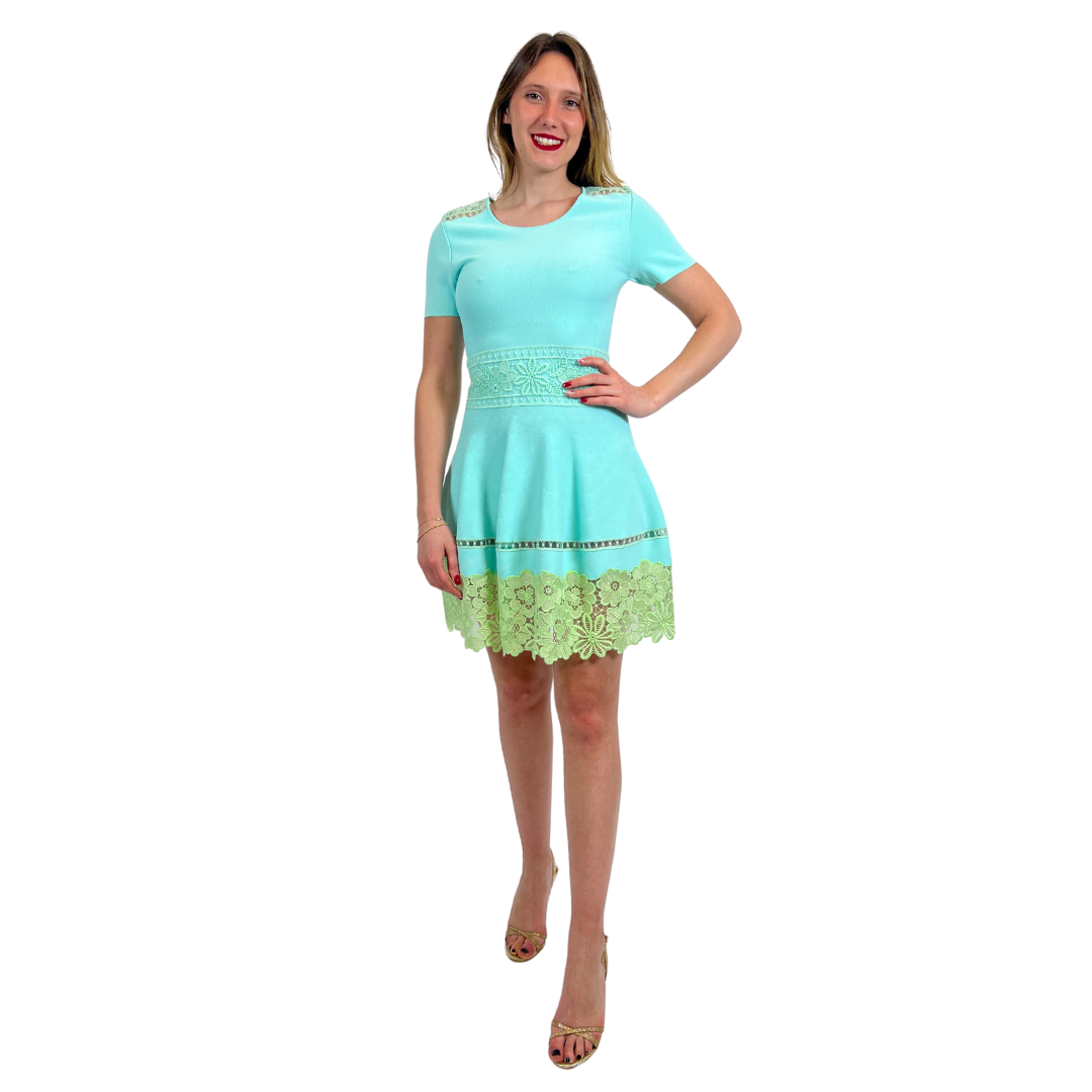BLUMARINE Abito verde acqua con pizzo verde