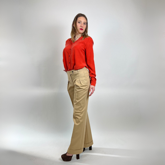 BURBERRY Pantaloni beige a palazzo con pence