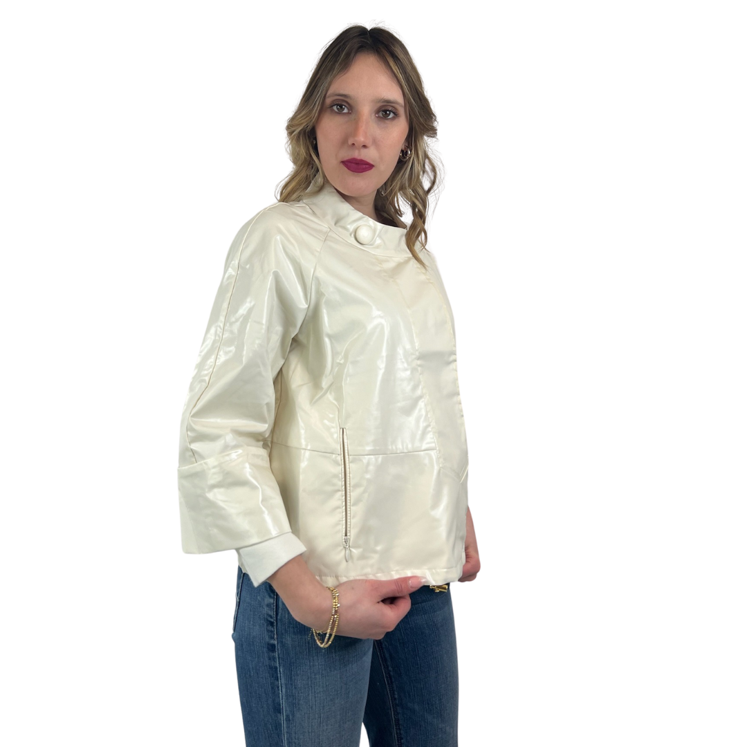 MONCLER Giacca cerata bianca perlata