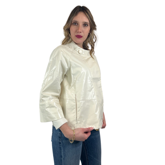 MONCLER Giacca cerata bianca perlata