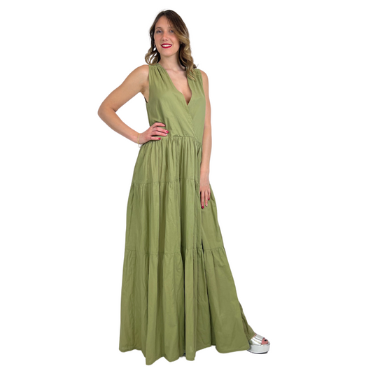 LA JOLIE FILLE Abito lungo verde oliva