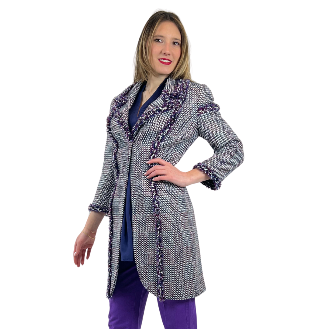 ALBINO MORETTI Cappotto in bouclè viola argento