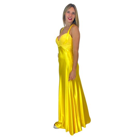 AIDAN MATTOX Abito lungo giallo