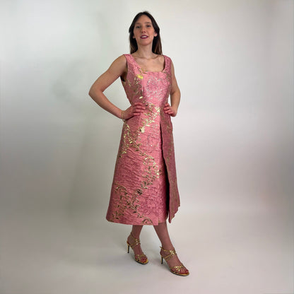 DOLCE & GABBANA Abito damascato rosa e oro