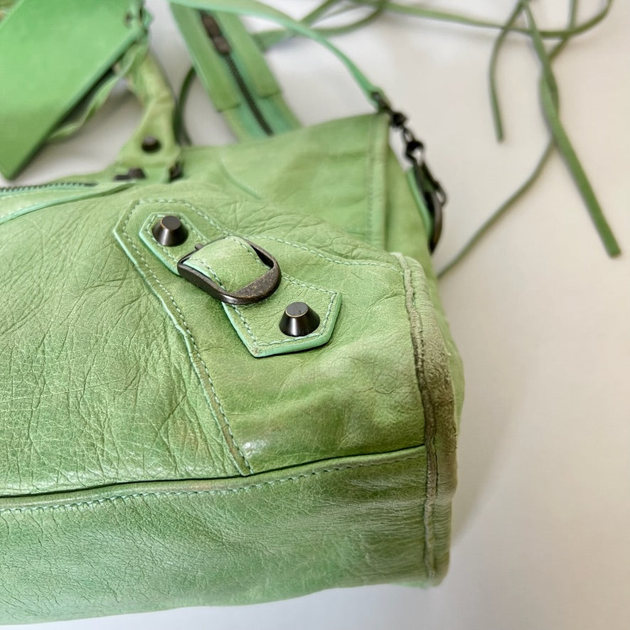 BALENCIAGA Borsa City verde acqua