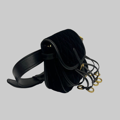 PRADA Borsa marsupio in velluto rasato matelassè nero