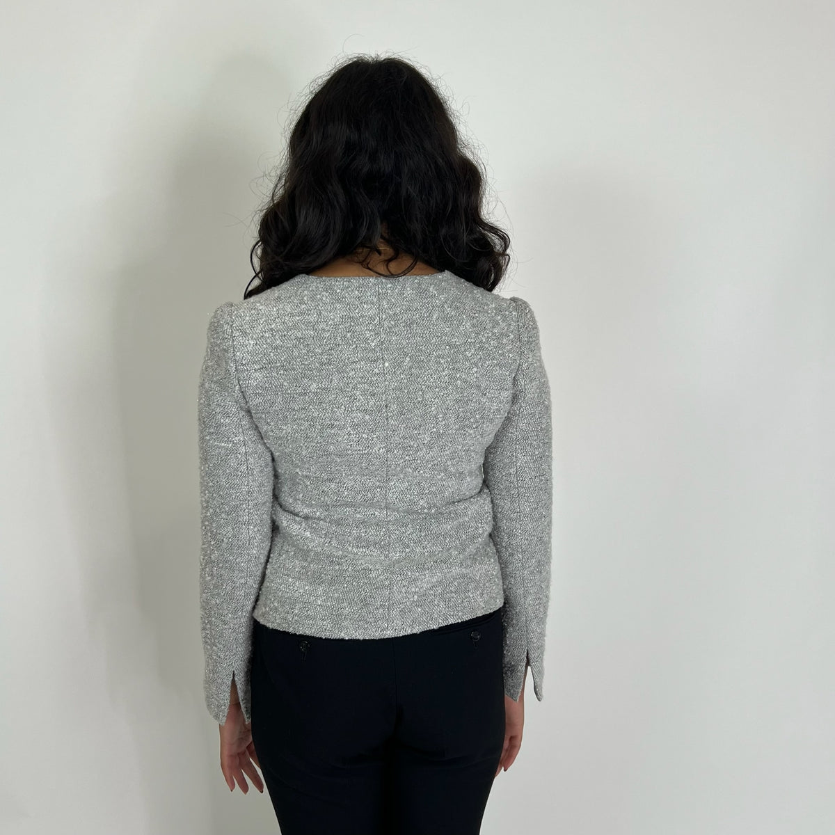 ARMANI COLLEZIONI Giacca in tessuto bouclé grigio perla