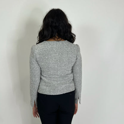 ARMANI COLLEZIONI Giacca in tessuto bouclé grigio perla