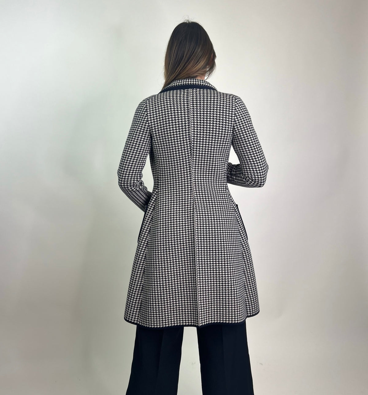 MORESI Cappotto pied de poule blu e bianco