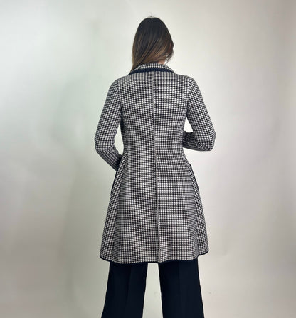 MORESI Cappotto pied de poule blu e bianco