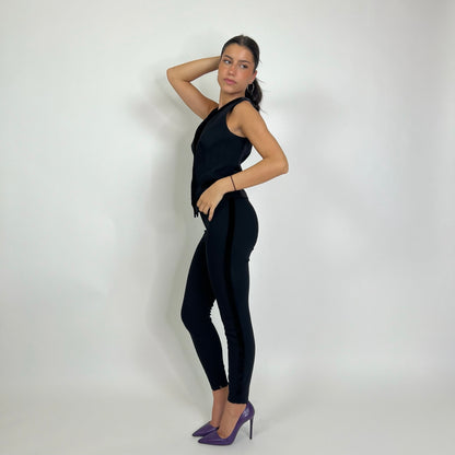 DOLCE & GABBANA Completo gilet e pantaloni nero con dettagli in velluto
