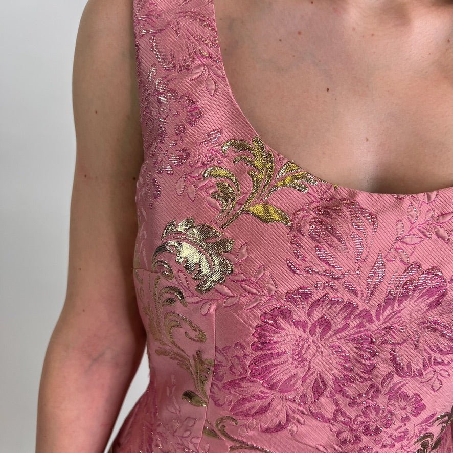 DOLCE & GABBANA Abito damascato rosa e oro