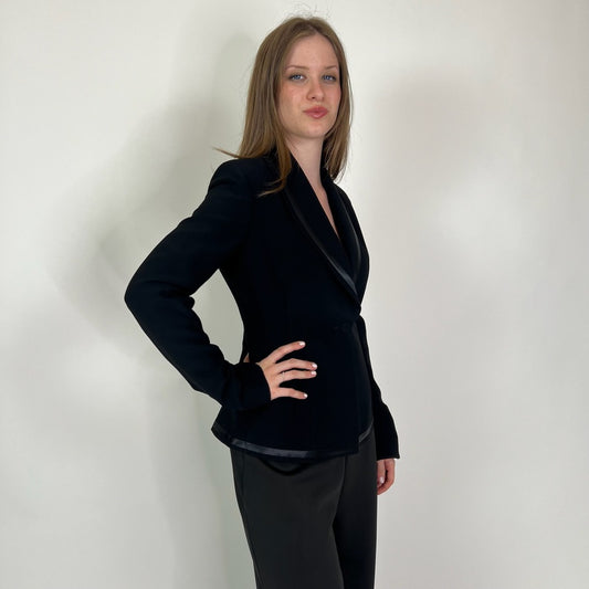 EMPORIO ARMANI Blazer nero con bordi in raso