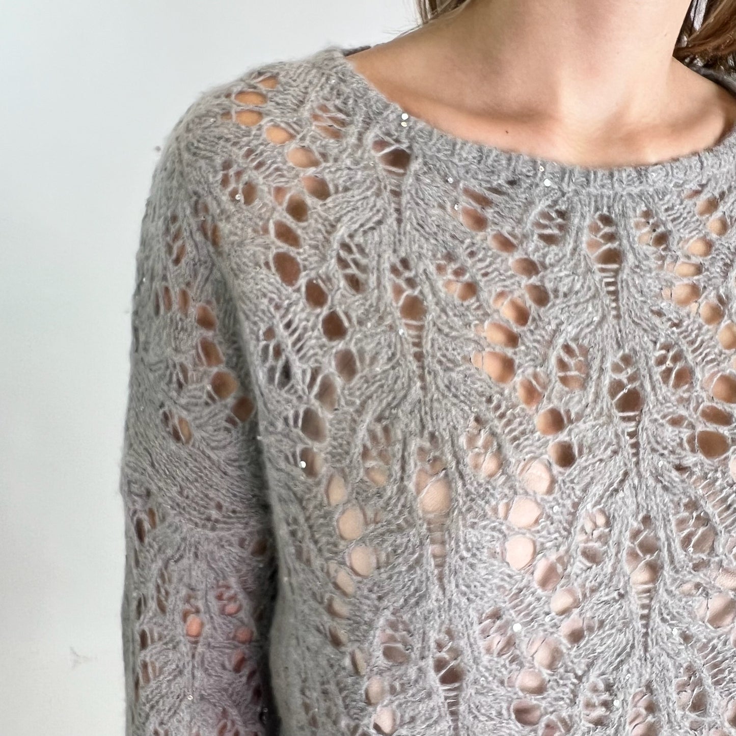 PRINCESS GOES HOLLYWOOD Maglione in cashmere traforato grigio