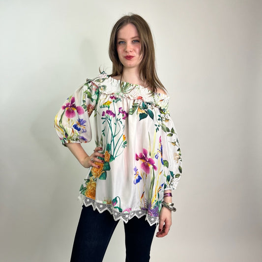 PAROSH Casacca fiorata bordo in pizzo