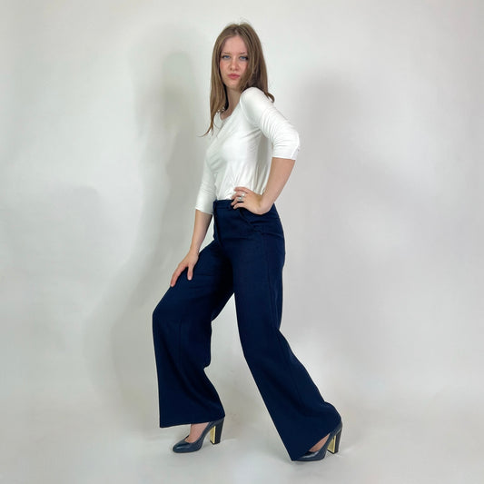 MIAHATAMI Pantaloni tessuto spigato blu