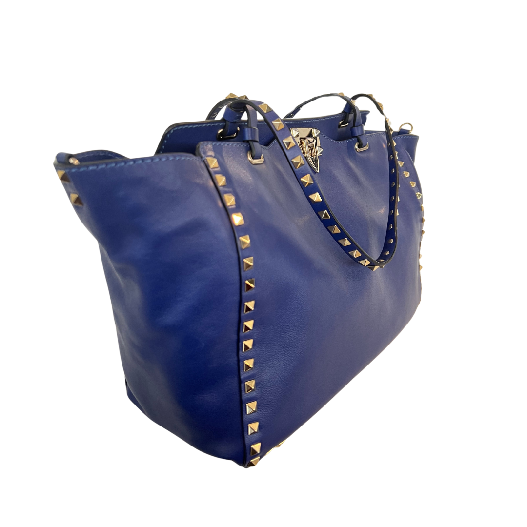 VALENTINO Borsa shopping Rock Stud bluette