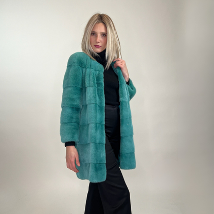 ROYAL Pelliccia in visone verde acqua