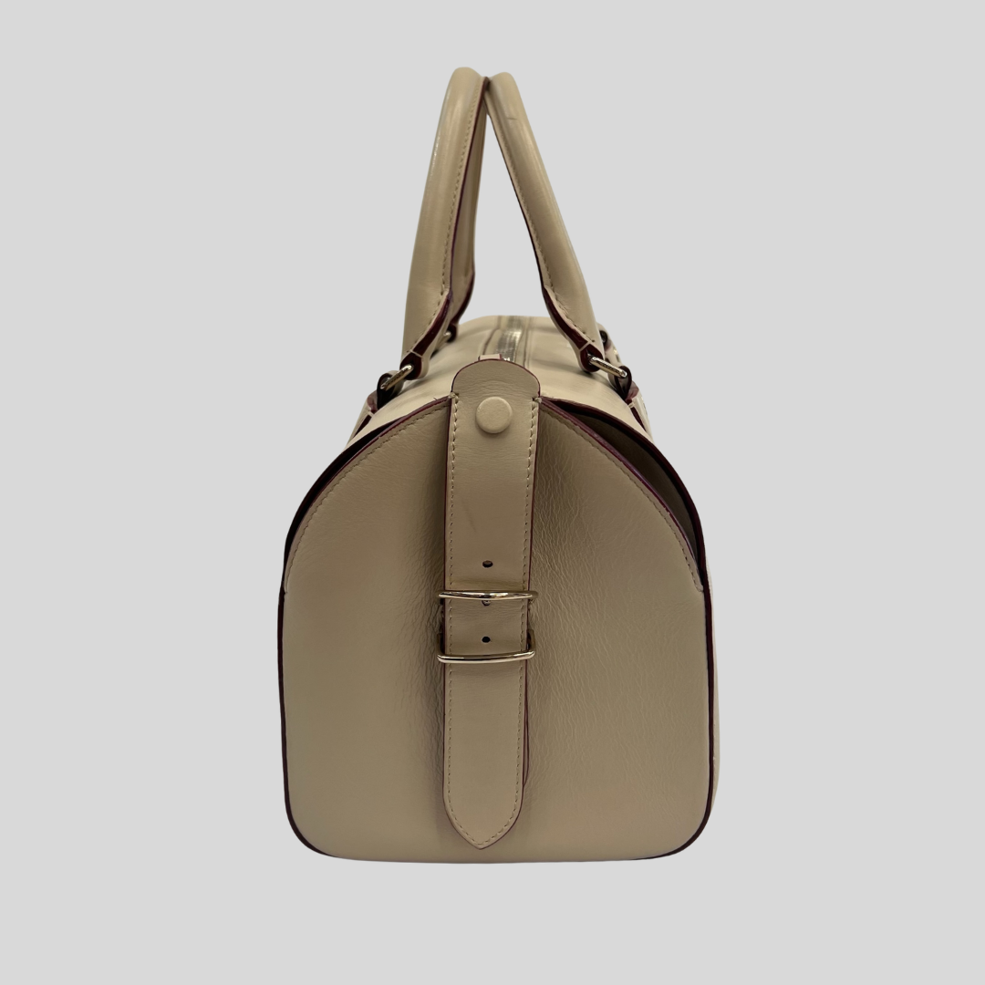 BALLY Borsa bauletto in pelle sabbia con profili bordeaux
