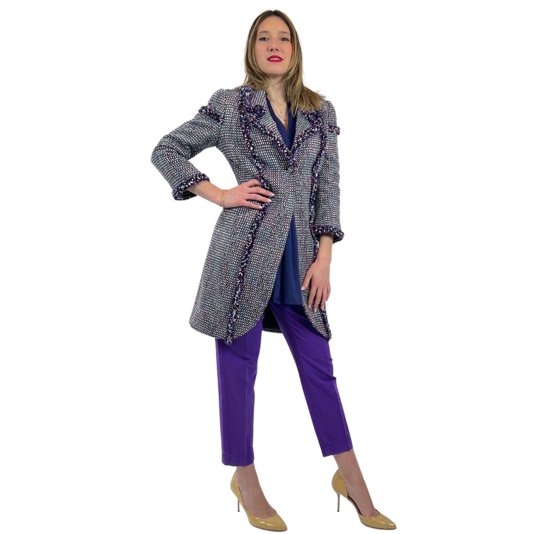 ALBINO MORETTI Cappotto in bouclè viola argento