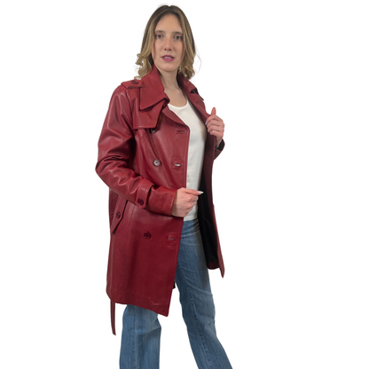 CUOIERIA FIORENTINA Trench in pelle bordeaux