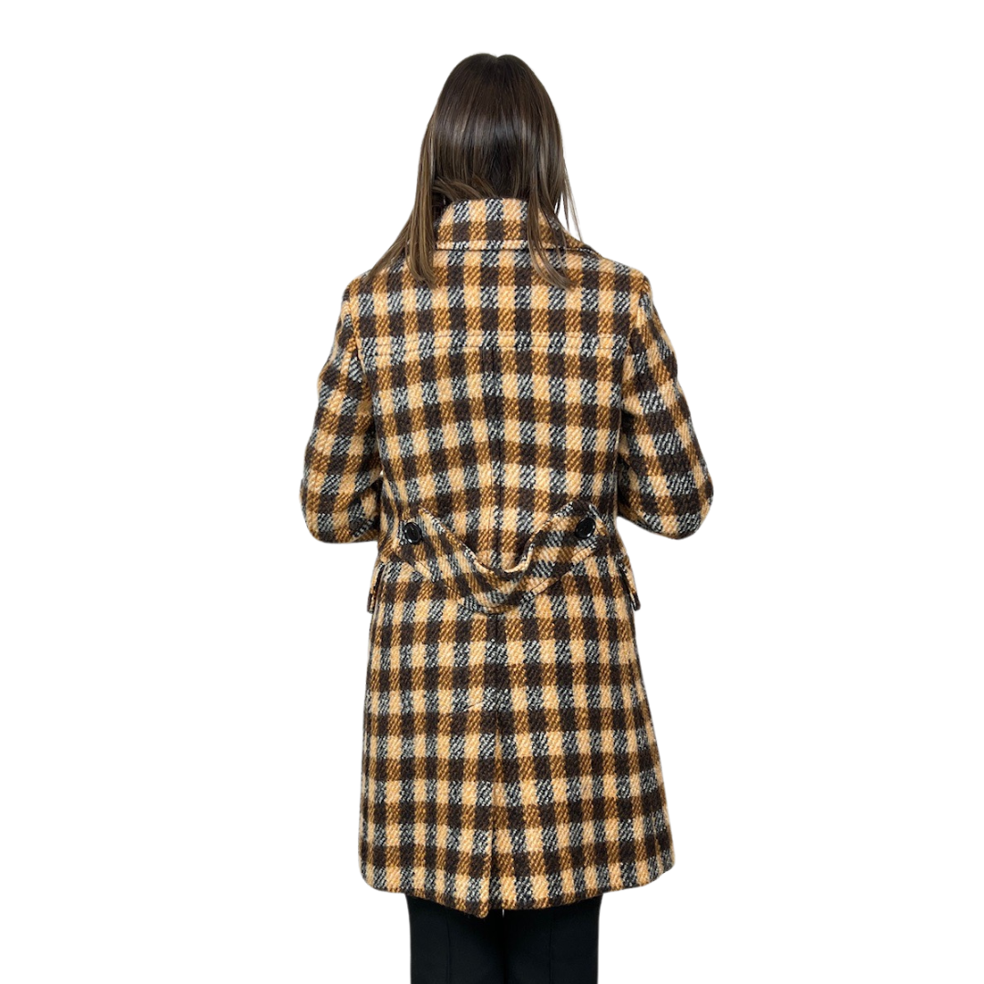 BALLY Cappotto check beige e nero