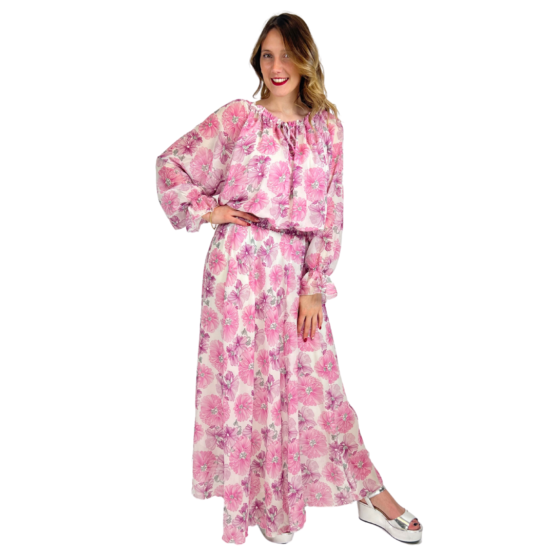 NOLITA Abito lungo fiorato rosa