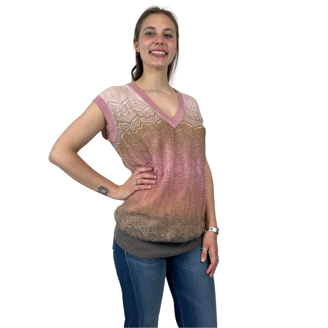 MISSONI casacca in maglia traforata e sfumata rosa