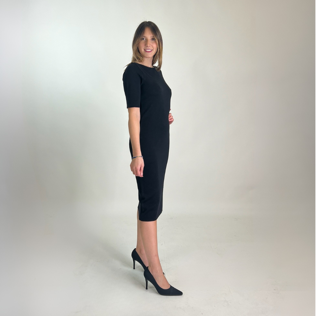 BLUMARINE Abito tubino in maglia di lana nera