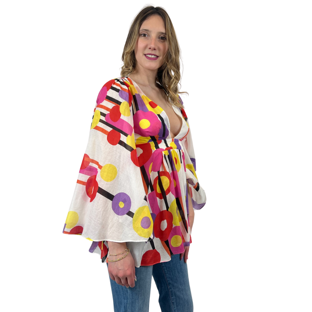 JUST CAVALLI Casacca in voile di cotone fondo bianco