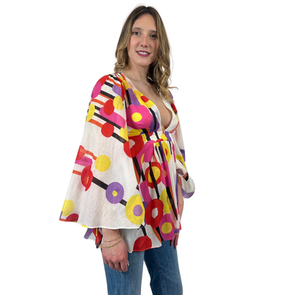 JUST CAVALLI Casacca in voile di cotone fondo bianco