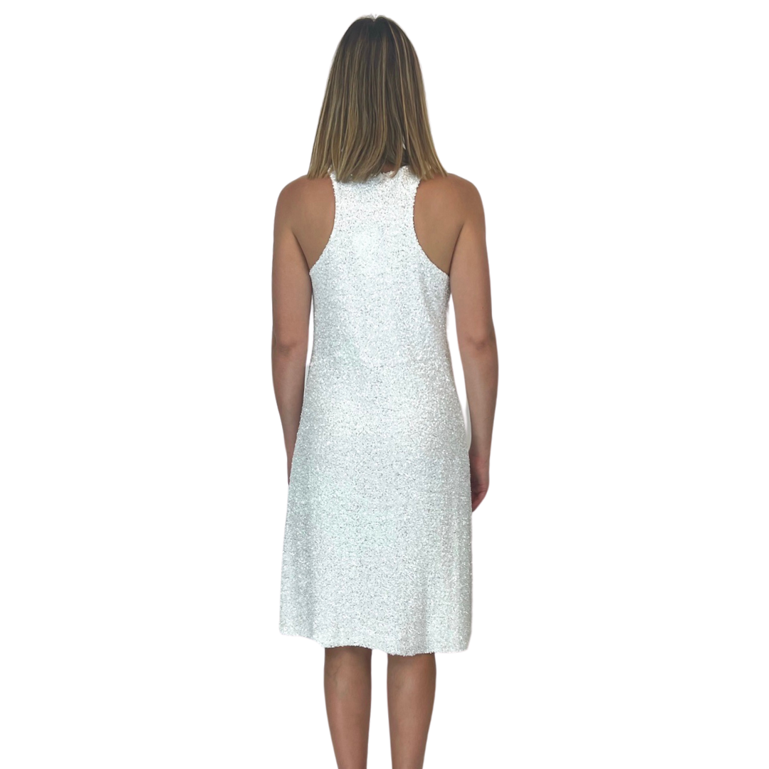 LONDON IN PARIS  Abito con paillettes bianche