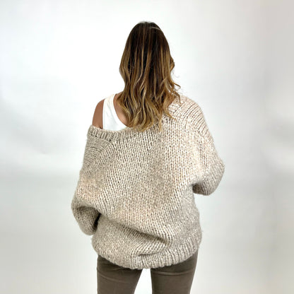 MES DEMOISELLES Maxi cardigan tortora chiaro