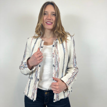 GERARD DAREL Giacca in tessuto tramato bianco panna