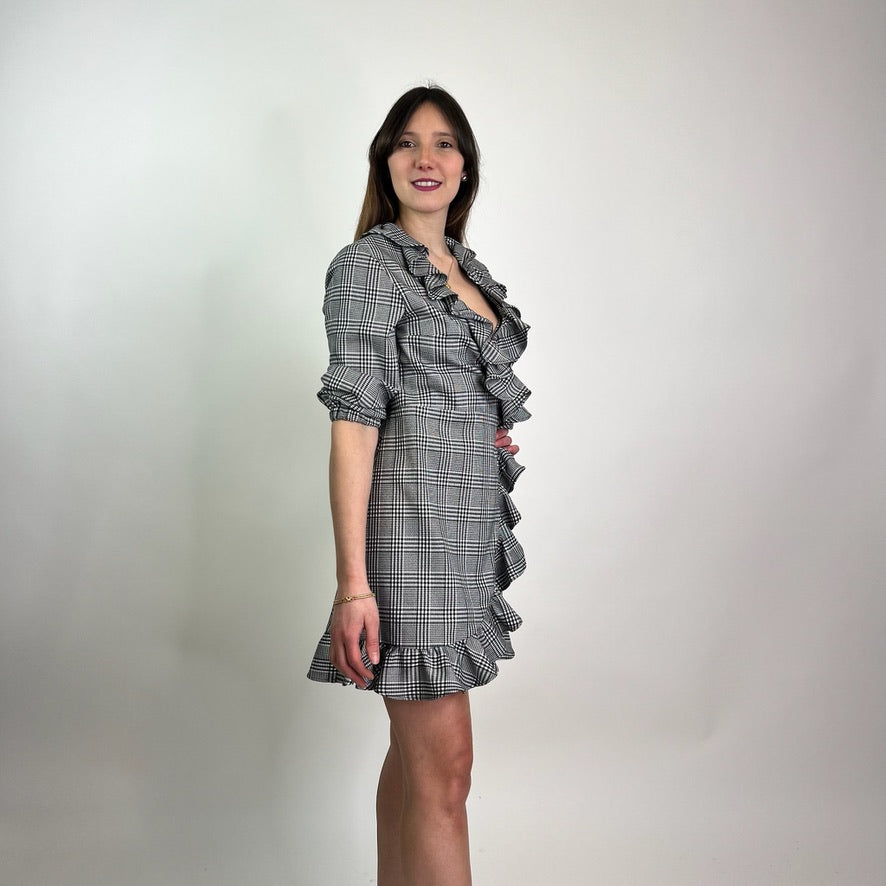 AVA ADORE Abito pied de poule bianco e nero