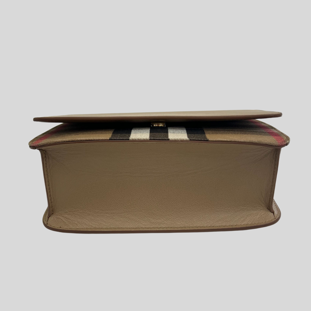 BURBERRY Borsa a tracolla in pelle e tessuto check