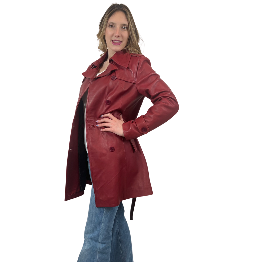 CUOIERIA FIORENTINA Trench in pelle bordeaux