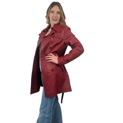 CUOIERIA FIORENTINA Trench in pelle bordeaux