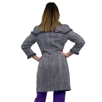 ALBINO MORETTI Cappotto in bouclè viola argento
