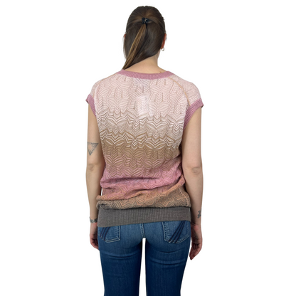 MISSONI casacca in maglia traforata e sfumata rosa